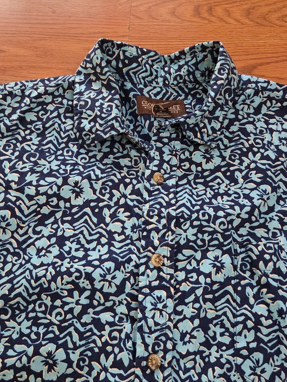 Cooke Street Casual Button Up Hawaiian Shirt Men's Medium Teal Aqua Blue Floral